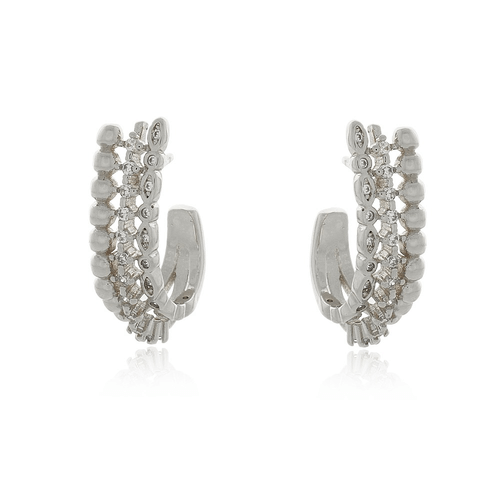 Argola Bolinhas Lisas Cravejada Ponto de Luz