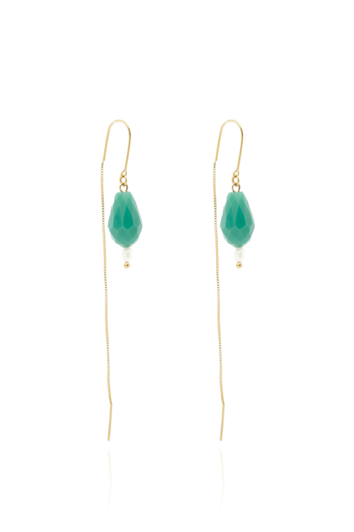 Brinco Veneziana Pedra Gota Pérola