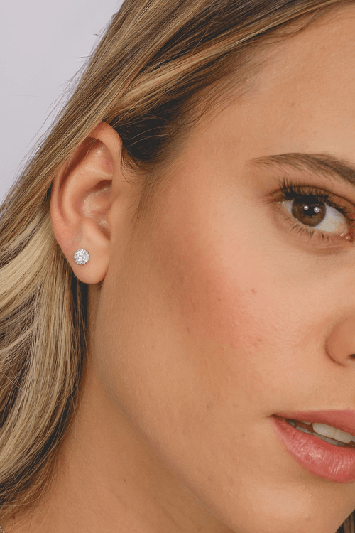 Brinco Moissanite Pedra Círculo Volta Cravejada