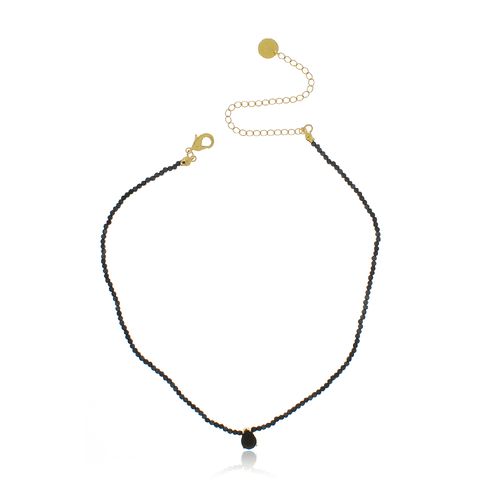 Choker Cristais Fininhos Pedra Gota