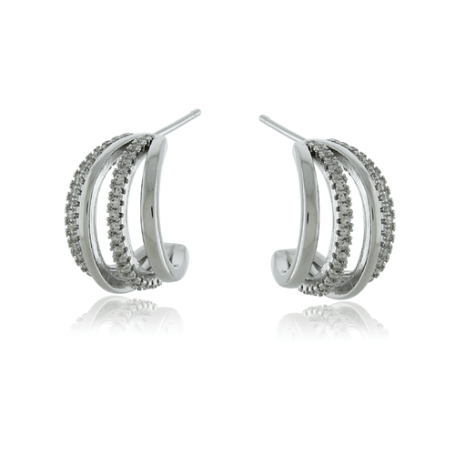 Argola Voltas Lisas Cravejadas