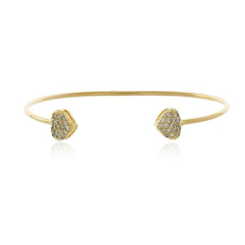 Bracelete Dois Corações Cravejado Na Ponta