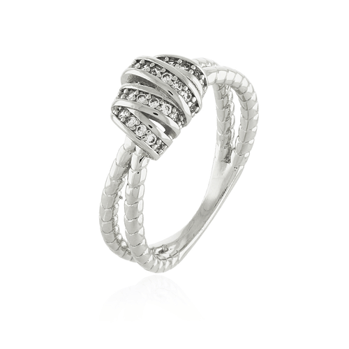 Anel Trabalhado Voltas Altas Cravejadas