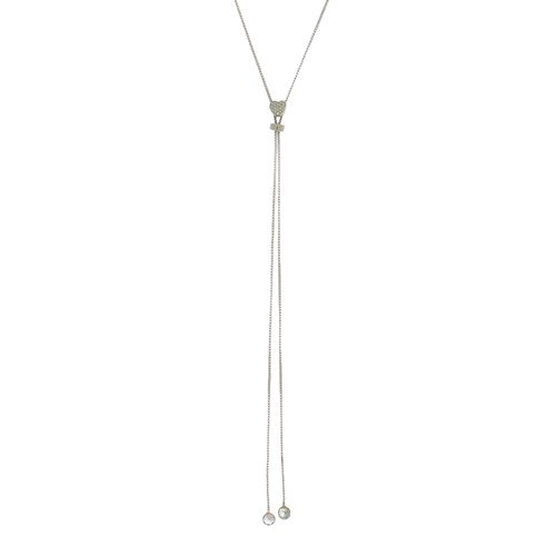 Colar Gravata Shambala Coração Cravejado Pontos de Luz