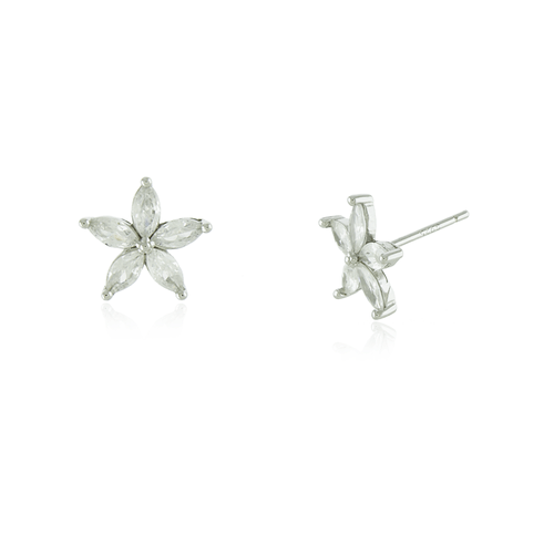 Brinco Flor Pedras Gotas