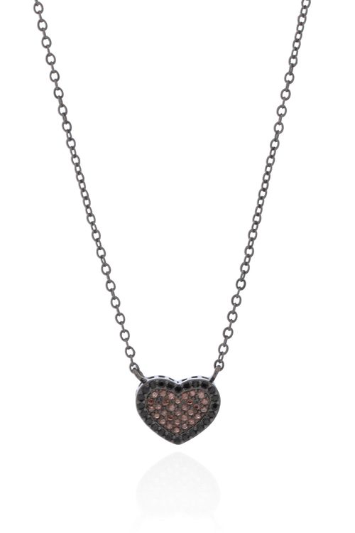 Colar Coração Cravejado Volta Quadradinhos Vazados