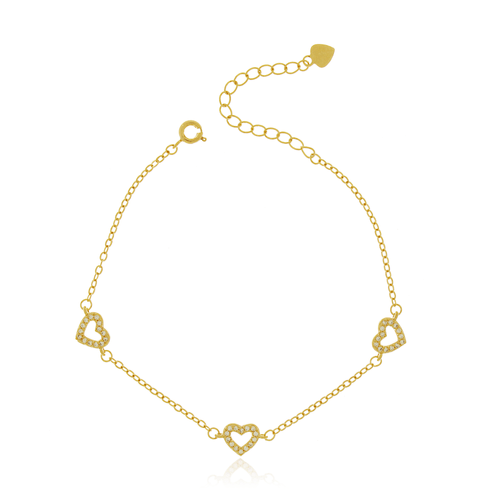 Pulseira Corações Vazados Cravejados