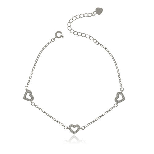 Pulseira Corações Vazados Cravejados