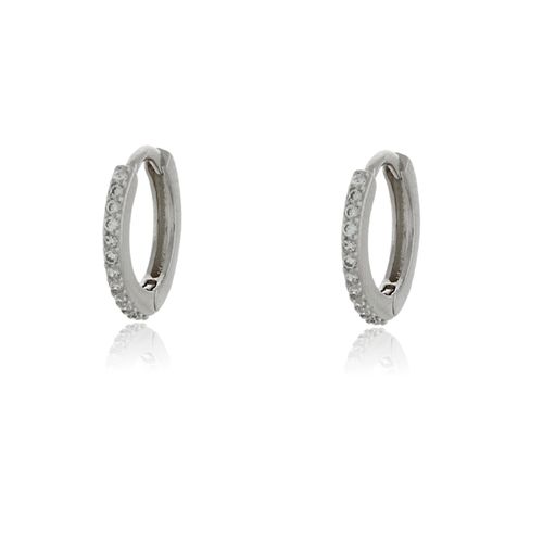 Argola Fina Metade Cravejada