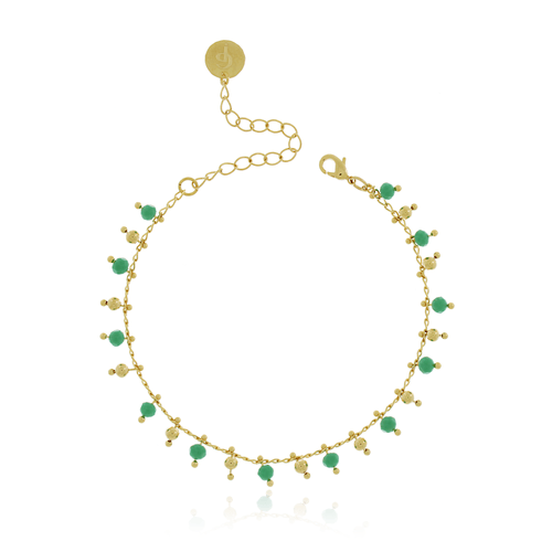Pulseira Cristais Bolinhas Lisas Penduradas