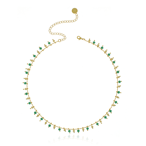 Choker Cristais Bolinhas Lisas Penduradas