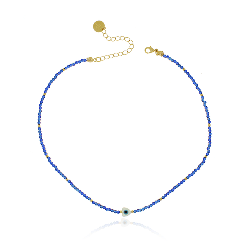 Choker Infantil Cristais Coração Madrepérola Olho Grego