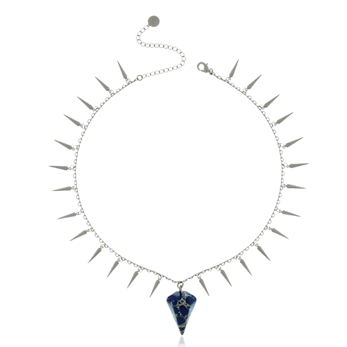Colar Pedra Triangular Palitos Pontas Afinadas Pendurados
