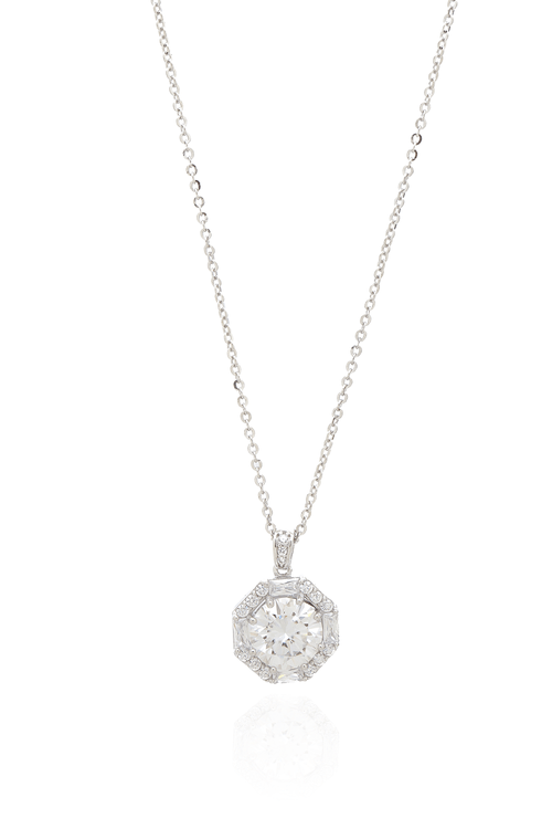 Colar Moissanite Hexágono Pedra Círculo Lados Cravejados