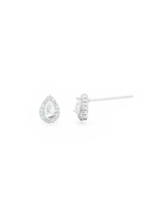 Brinco Moissanite Pedra Gota Volta Cravejada PP