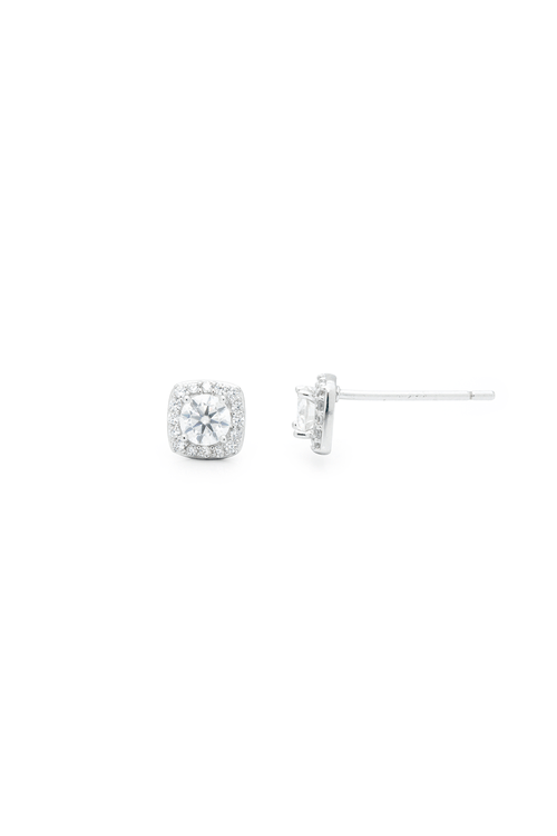 Brinco Moissanite Pedra Círculo Volta Quadrada P