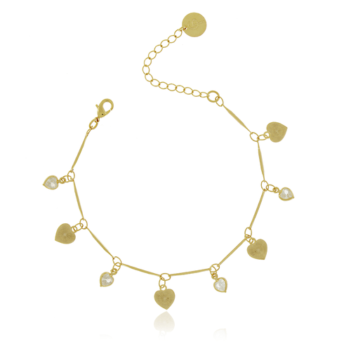 Pulseira Pedras Corações Trabalhados