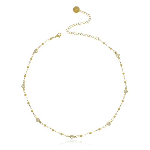 Choker Bolinhas Pedra Coração