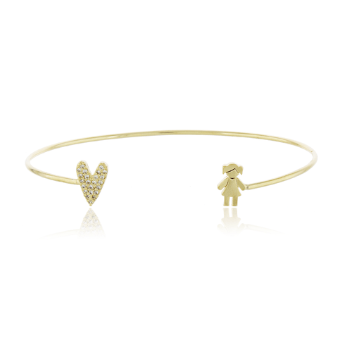 Bracelete Menina Coração Cravejado