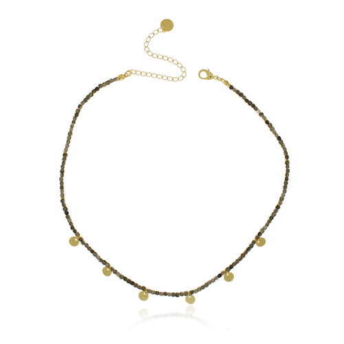 Choker Cristais Círculos Lisos Pendurados