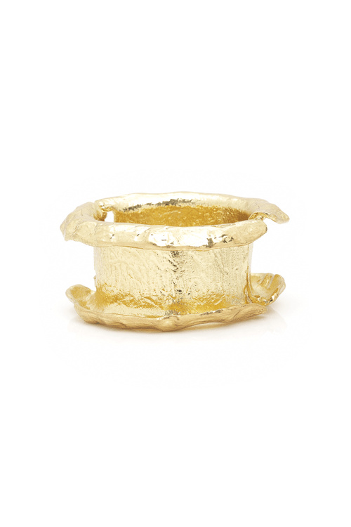 Bracelete Largo Concavo Borda Curvada Martelada