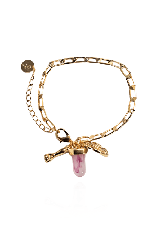 Pulseira Elos Batidos Cristais Pingentes