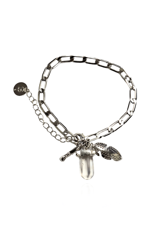 Pulseira Elos Batidos Cristais Pingentes