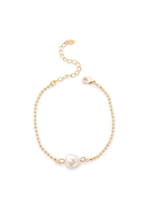 Pulseira Pérolas Achatadas Círculos Lisos