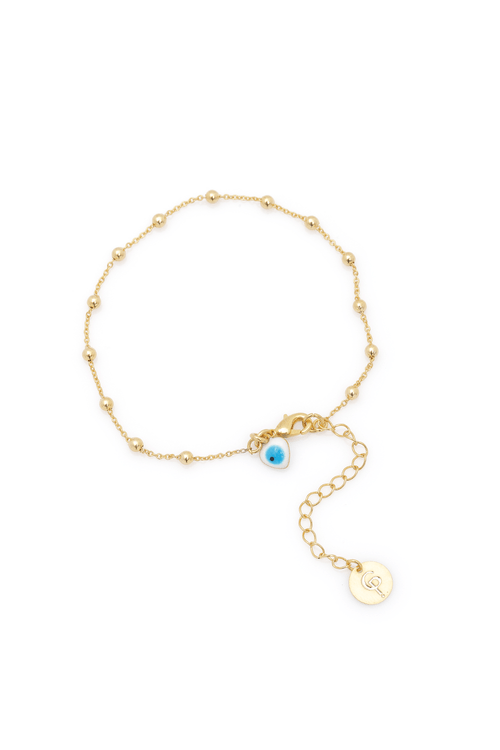 Pulseira Bolinhas Coração Olho Grego