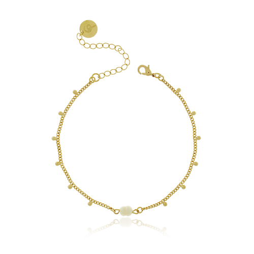 Pulseira Bolinhas Penduradas Pérola Arroz