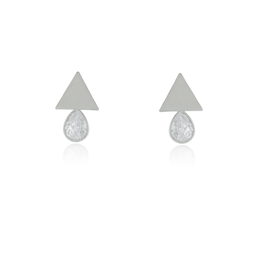 Brinco Triângulo Pedra Gota