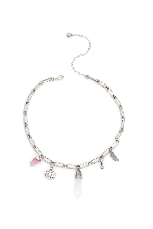 Colar Cristal Quartzo Pingentes