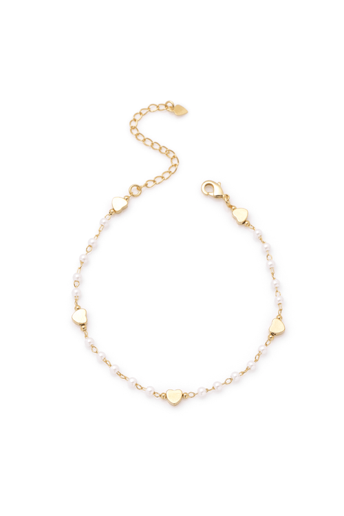 Pulseira Pérolas Corações