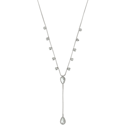 Colar Gravata Pedras Gotas Pontos de Luz