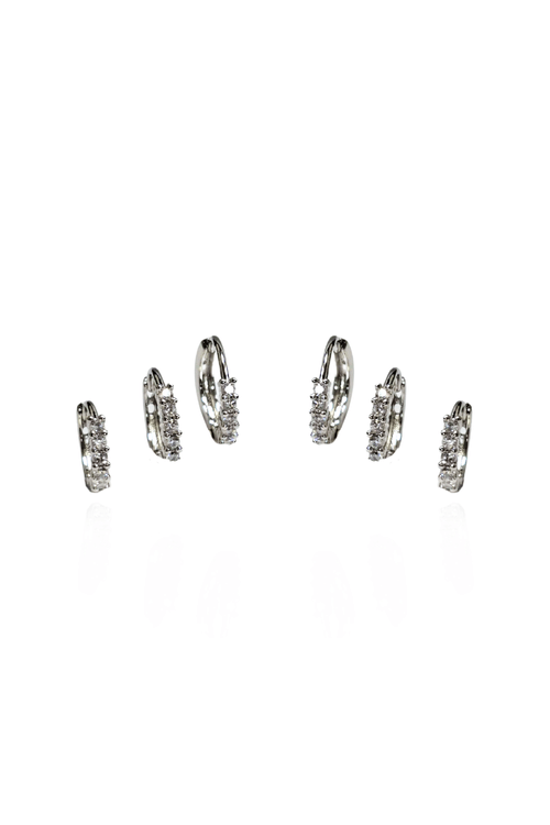 Argola Trio Metade Cravejado