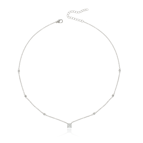 Colar Pedra Quadrada Pontos de Luz