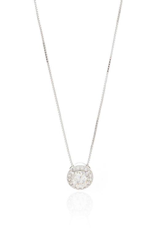Colar Moissanite Veneziana Pedra Círculo Volta Cravejada