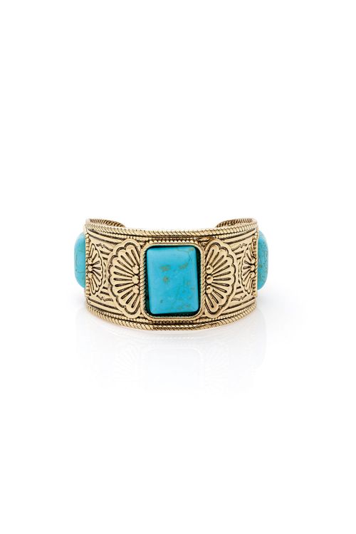 Bracelete Largo Trabalhado Pedras Retangulares