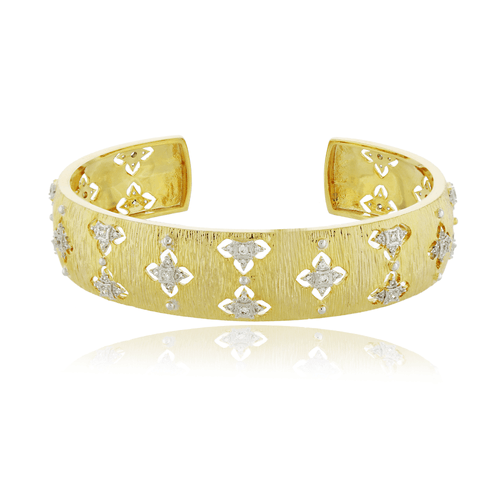 Bracelete Riscado Florzinhas Vazadas Cravejadas
