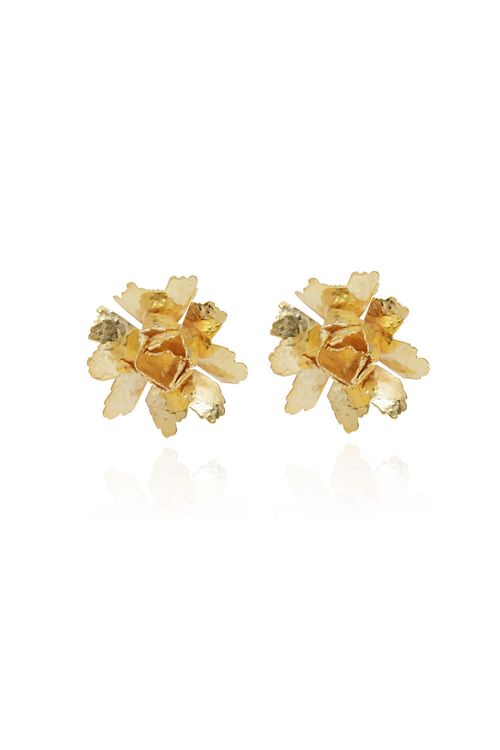 Brinco Flor Miolo Alto Martelado