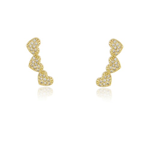 Ear Cuff Corações Cravejados