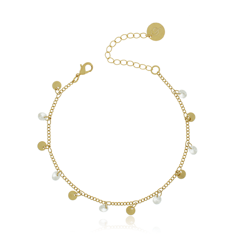 Pulseira Pontos Luz Mini Círculos Lisos Pendurados