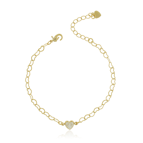 Pulseira Corrente Pedra Coração