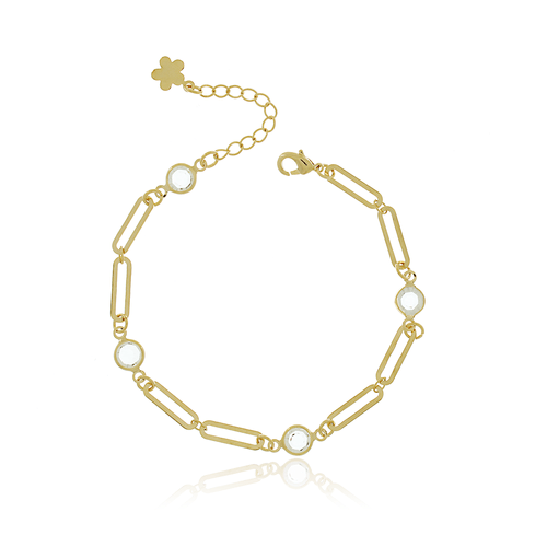Pulseira Elos Pedras Círculos