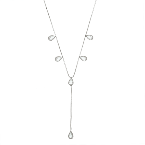 Colar Gravata Pedras Gotas