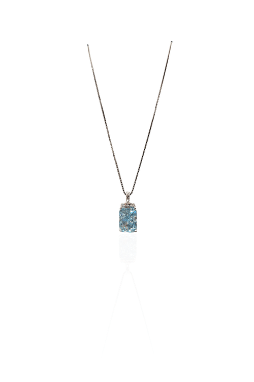 Colar Lab Grown Pedra  Retângulo Topo Cravejada