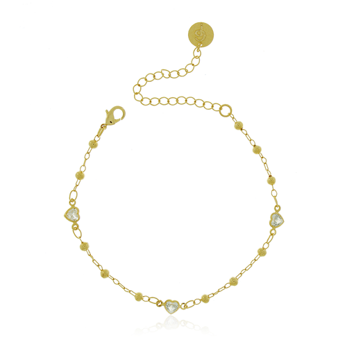 Pulseira Bolinhas Lisas Pedra Coração