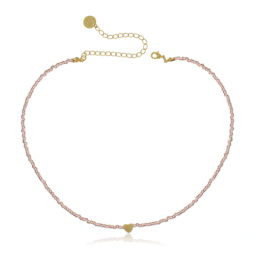 Choker Cristais Fininhos Coração Liso