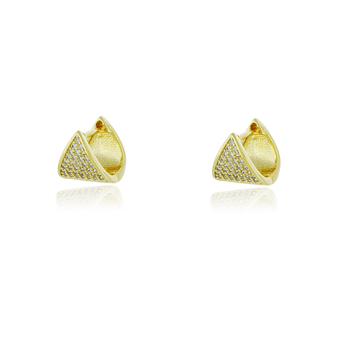 Argola Triangular Metade Cravejada
