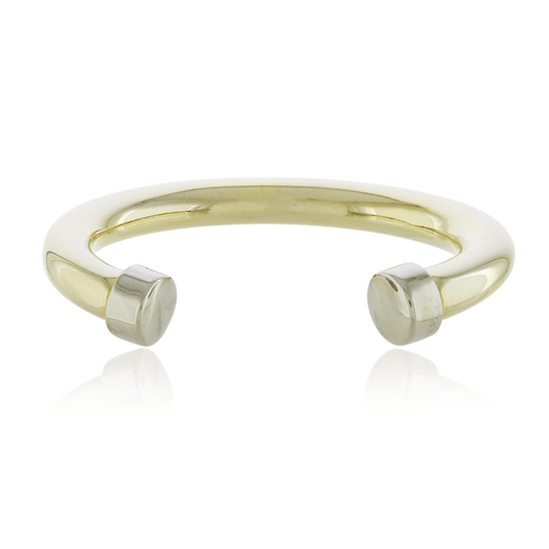 Bracelete Aberto Tubular Liso Ponteiras Circulares